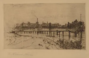 Mary Nimmo Moran Prints: Newark, N.J. from the Passaic, 1879. Creator: Mary Nimmo Moran