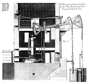Pumping Engine Prints: Newcomen steam engine, 1737