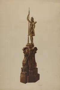 Staircase Gallery: Newel Post, 1938. Creator: Louis Plogsted