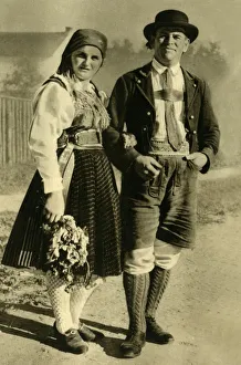 Muller Prints: Newlyweds in traditional costume, Carinthia, Austria, c1935. Creator: Unknown