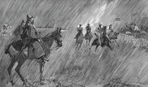 Race Course Prints: The Newmarket October Meeting -- Racing in Wind and Rain; rain on the Course