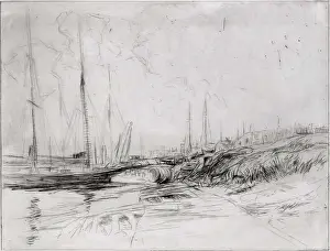 Masts Prints: Newport Beach, California. Creator: Wilson Eugene Silsby