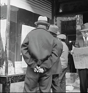 Chinatown Prints: News of the surrender of Canton, San Francisco, California, 1938. Creator: Dorothea Lange