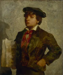 Street Vendor Prints: Newspaper Boy, 1869. Creator: Edward Mitchell Bannister