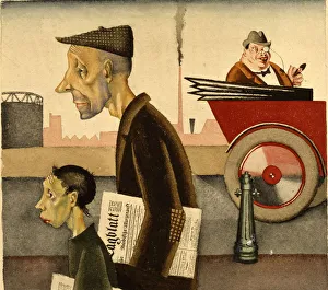 Neue Sachlichkeit Prints: Newspaper people, 1921. Artist: Scholz, Georg (1890-1945)