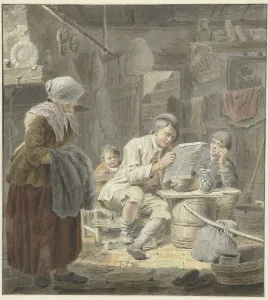Literacy Prints: The newspaper reader, 1741-1795. Creator: Cornelis van Noorde