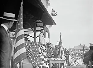 Secretary At War Prints: Newton Diehl Baker On Reviewing Stand, 1917 or 1918. Creator: Unknown