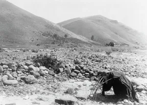 River Bed Prints: Nez Percé sweat-lodge, c1910. Creator: Edward Sheriff Curtis