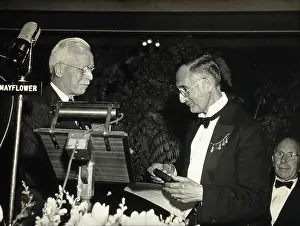 Preventive Medicine Prints: NH Swellengrebel receiving the Laveran Prize from Rolla Dyer, 1948. Creator: Unknown