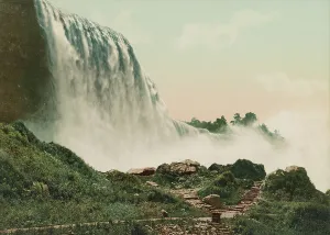 Photochrom Print Prints: Niagara, American Fall from foot of incline, c1898. Creator: Unknown