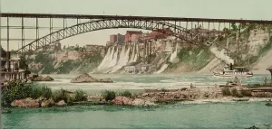 Mills Prints: Niagara, mills and Grand Trunk (i.e. Upper Steel Arch) Bridge, ca 1900. Creator: Unknown