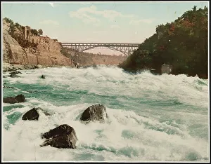 W H Jackson Co Prints: Niagara Rapids and Michigan Central Cantilever bridge, c1900. Creator: William H. Jackson