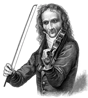 Violist Prints: Niccolo Paganini, Italian violinist, violist and composer, 1830s
