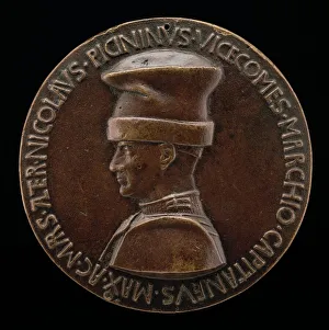Inscription Prints: Niccolo Piccinino, 1386-1444, Condottiere [obverse], c. 1441. Creator: Pisanello