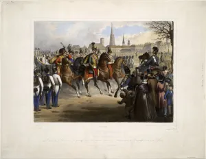 Nicholas I Pavlovich Prints: Nicholas I of Russia as colonel-in-chief of the 9th Hussar Regiment Graf Nadasdy at the Glacis in Artist: Katzler