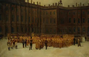 Nicholas I before the Unit Formation of the Life-Guards Field Engineer Battalion in the Court of