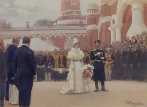 Repin Prints: Nicholas II receiving rural district elders on May 18
