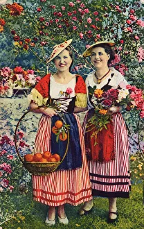 Nicoises in the countryside, Cote d Azur, 1939. Creator: C. T. Howard