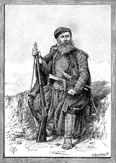 Chief Prints: Nicolas Christodoulaki, a chief of the Cretan Insurgents, 1890. Creator: P Naumann