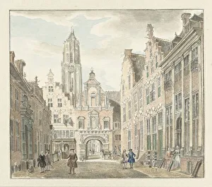 De Beyer Jan Prints: Nieuwstraat in Utrecht with a view of the Dom tower, 1753. Creator: Johanna de Bruyn
