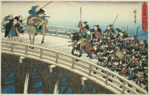 Sumida Prints: The Night Attack, Part 4 [sic; actually 5]: The Retreat across Ryogoku Bridge (Youch)