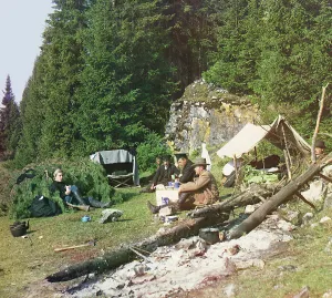 Camping Prints: Night camp by a rock on the bank of the Chusovaya