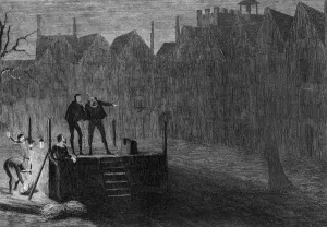 Executioners Block Prints: The night before the execution, 1554 (1840). Artist: George Cruikshank