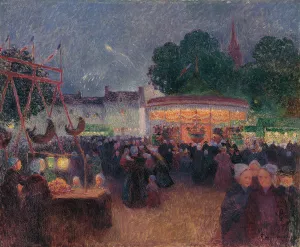 Night Fair at Saint-Pol-de-Leon. Artist: Puigaudeau, Ferdinand Loyen du (1864-1930) Night Fair at Saint-Pol-de-Leon. Artist: Puigaudeau, Ferdinand Loyen du (1864-1930)