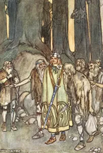 Thomas William Rolleston Prints: And that night there was feasting and joy in the lonely hut, c1910