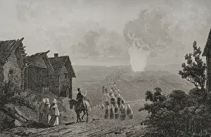 Night fires on the eve of the Feast of Saint John, Russia, 1839. Creator: Augustin Francois Lemaitre