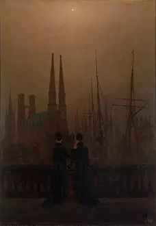 Spire Prints: Night in a Harbour, 1818. Creator: Caspar David Friedrich
