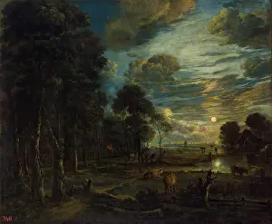 Water Surface Prints: Night Landscape, 1650. Creator: Aert van der Neer