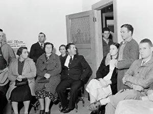 Night meeting in the FSA office, Tulare County, California, 1938. Creator: Dorothea Lange