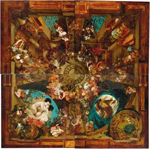 Night and morning, ceiling painting in four parts. Creator: Makart, Hans (1840-1884) Night and morning, ceiling painting in four parts. Creator: Makart, Hans (1840-1884)