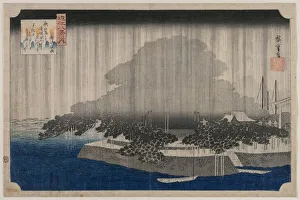 1615 1868 Prints: Night Rain at Karasaki, from the series Eight Views of Omi