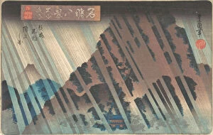 Images Dated 21st October 2020: Night Rain at Oyama, from the series 'Eight Famous Views of Kanagawa', ca. 1830