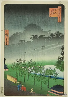 Rissho Prints: Night Rain at the Paulownia Grove at Akasaka (Akasaka Kiribatake uchu yukei)