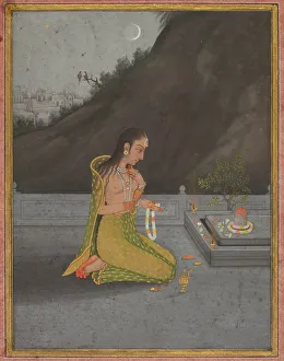 Lucknow Prints: A Night Scene of Shiva Puja, c