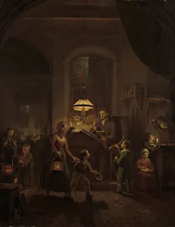 Lectern Prints: The Night School, 1835. Creator: George Gillis Haanen