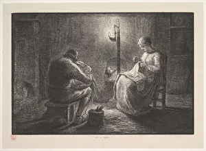 Mending Collection: Night, from the series, Four Times of the Day, 1830-75. Creator: Jacques-Adrien Lavieille