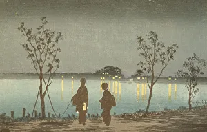 Kiyochika Kobayashi Prints: Night on the Sumida River, 1881. Creator: Kobayashi Kiyochika
