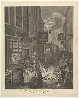 Leading Gallery: Night (The Four Times of Day), March 25, 1738. Creator: William Hogarth