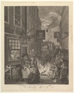 Hogarth William Collection: Night (The Four Times of Day), March 25, 1738. Creator: William Hogarth