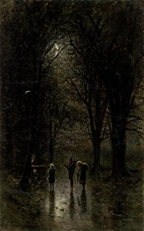 Moonlit Prints: Night Travellers at a Cross (Road through the Woods)