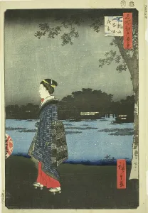 Matsuchi Hill Prints: Night View of Matsuchi Hill and the San'ya Canal (Matsuchiyama San'yabori yakei)