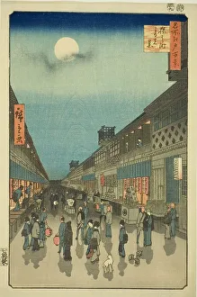 Night View of Saruwaka-machi (Saruwaka-machi yoru no kei), from the series One Hundred... 1856. Creator: Ando Hiroshige. Night View of Saruwaka-machi (Saruwaka-machi yoru no kei), from the series One Hundred... 1856. Creator: Ando Hiroshige