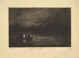 Charles François Prints: Night Voyage, from the series, Voyage en Bateau, 1861. Creator: Charles Francois Daubigny