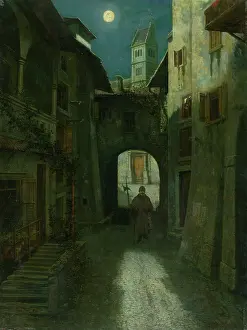 Eduard Prints: Night Watch in the Old Town (Zell am See?), 1880-1900. Creator: Eduard Majsch