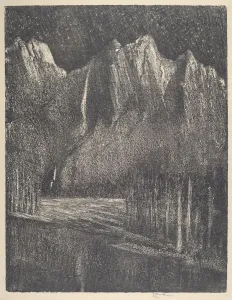 Yosemite Point Prints: Night in the Yosemite, 1912. Creator: Joseph Pennell