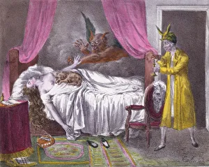Mental Health Prints: The Nightmare, from L Album comique, pub. 1825 (hand coloured engraving)